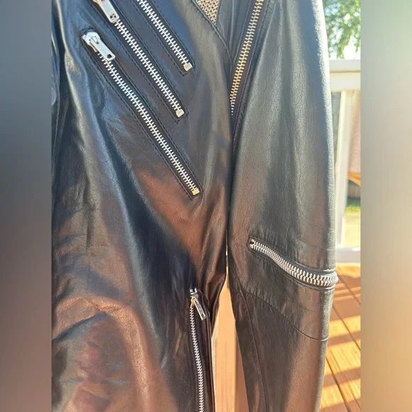 Vintage Michael Jackson MJ Beat It Genuine Black Leather Jacket With Silver Mesh - Picture 5 of 14